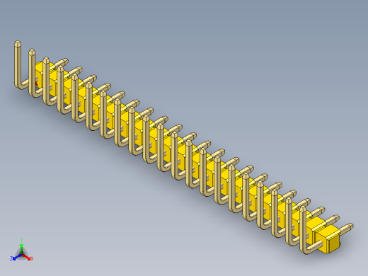 彩色公排针 100mil 2.54mm 系列-DS1022_yellow_21p_100mil_TypeU_rev1.0