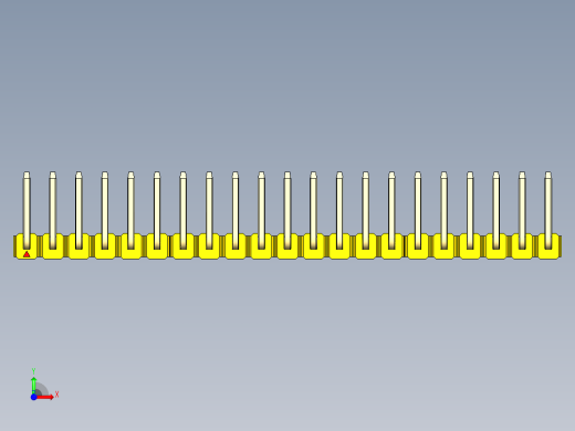 彩色公排针 100mil 2.54mm 系列-DS1022_yellow_21p_100mil_TypeU_rev1.0前视缩略图