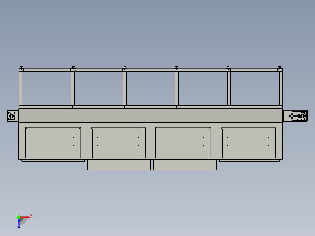 电池清洗烘干机3D数模图纸 STEP格式俯视图