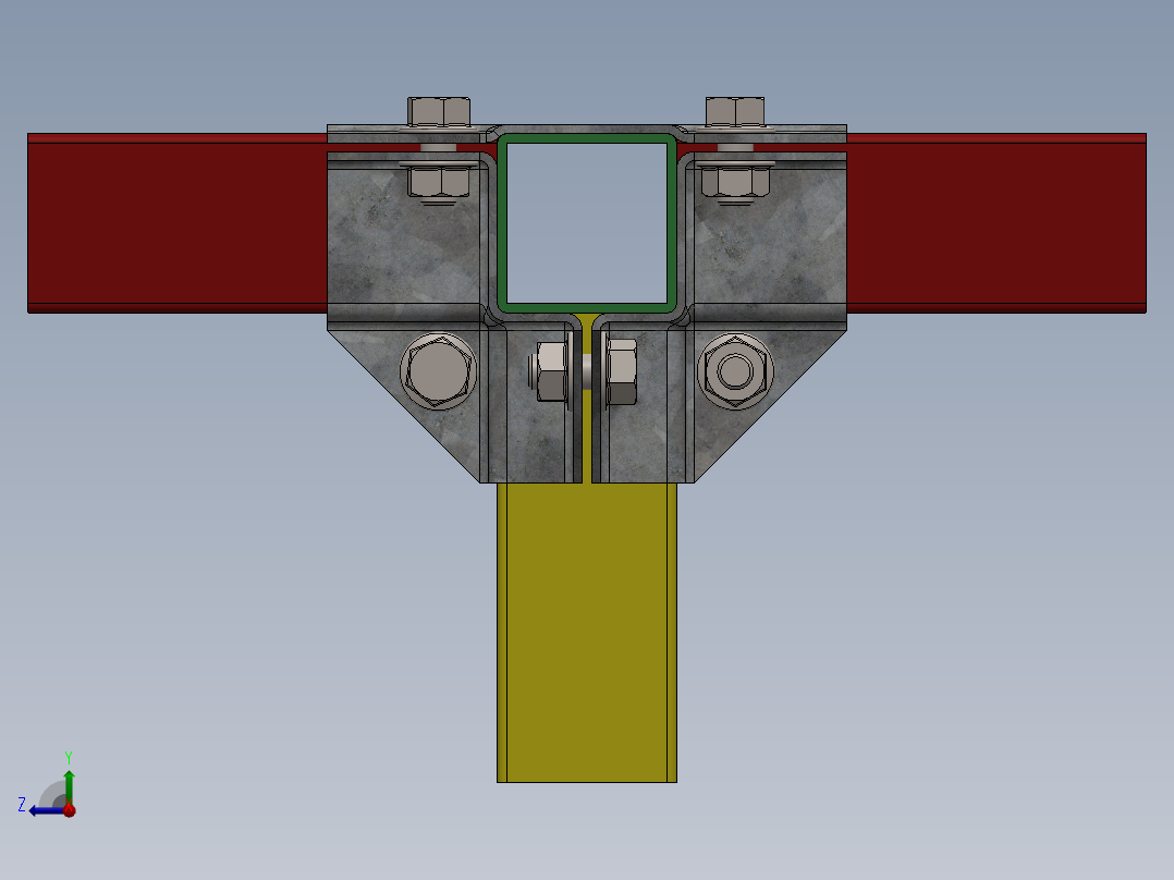 方管连接固定右视图