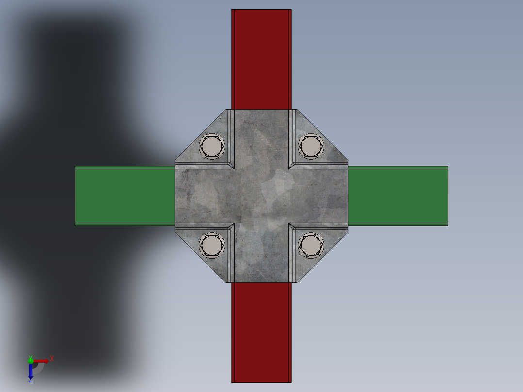 方管连接固定俯视图