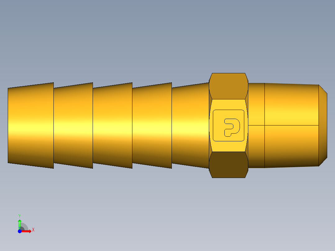 倒齿式工业管接头Hose Barb to Male Pipe 125HBL-6-2前视图