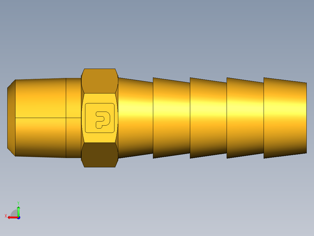 倒齿式工业管接头Hose Barb to Male Pipe 125HBL-6-2后视图