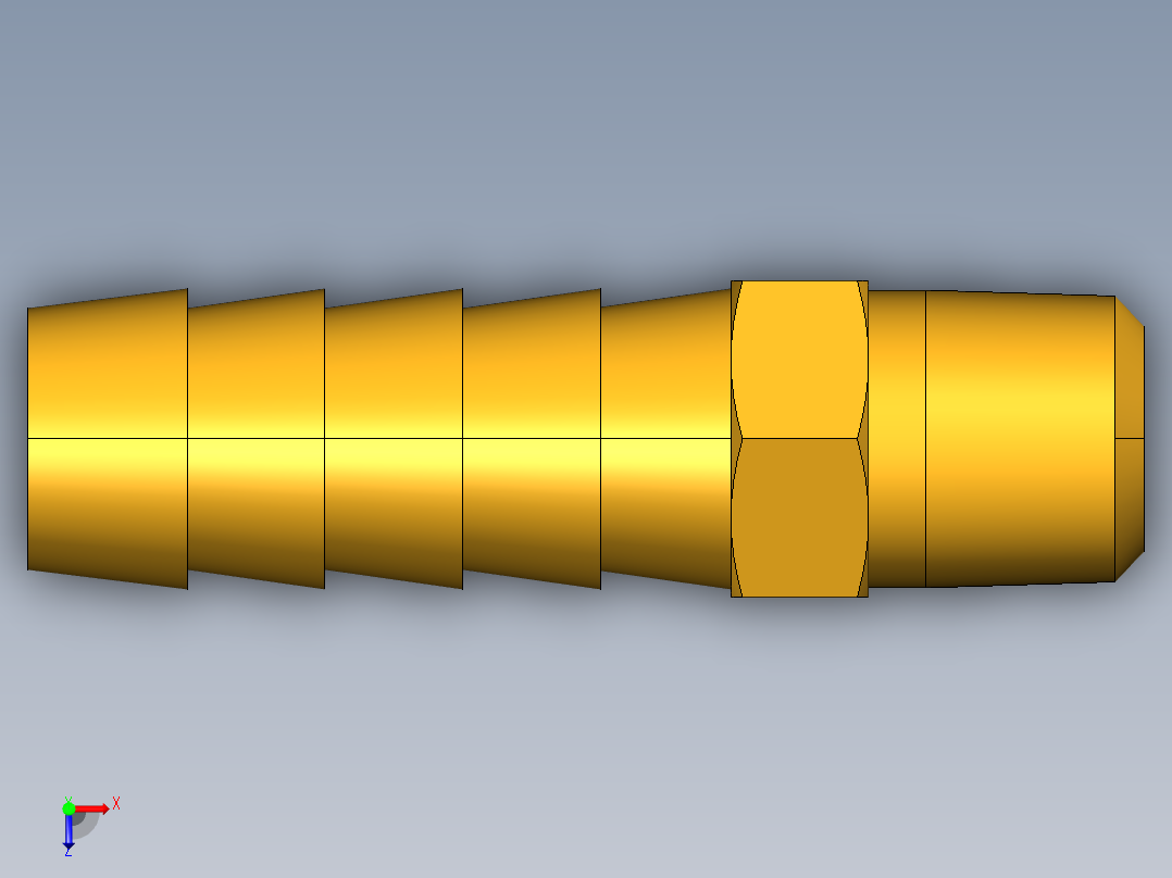 倒齿式工业管接头Hose Barb to Male Pipe 125HBL-6-2俯视图