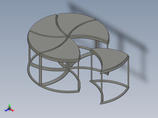 拼装茶几桌子正等轴测缩略图