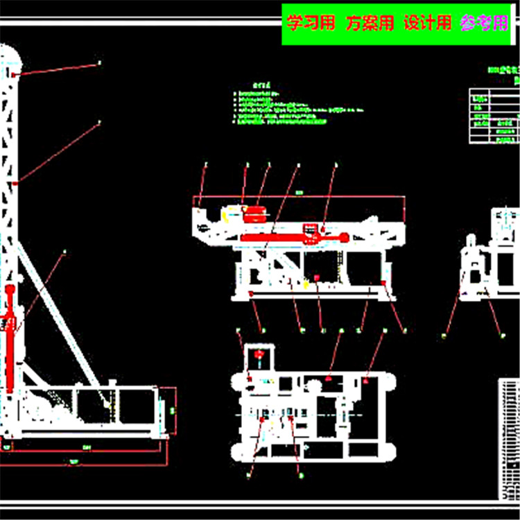 全液压岩心钻机液压动力头2D图纸 机械设计CAD图纸DWG图纸