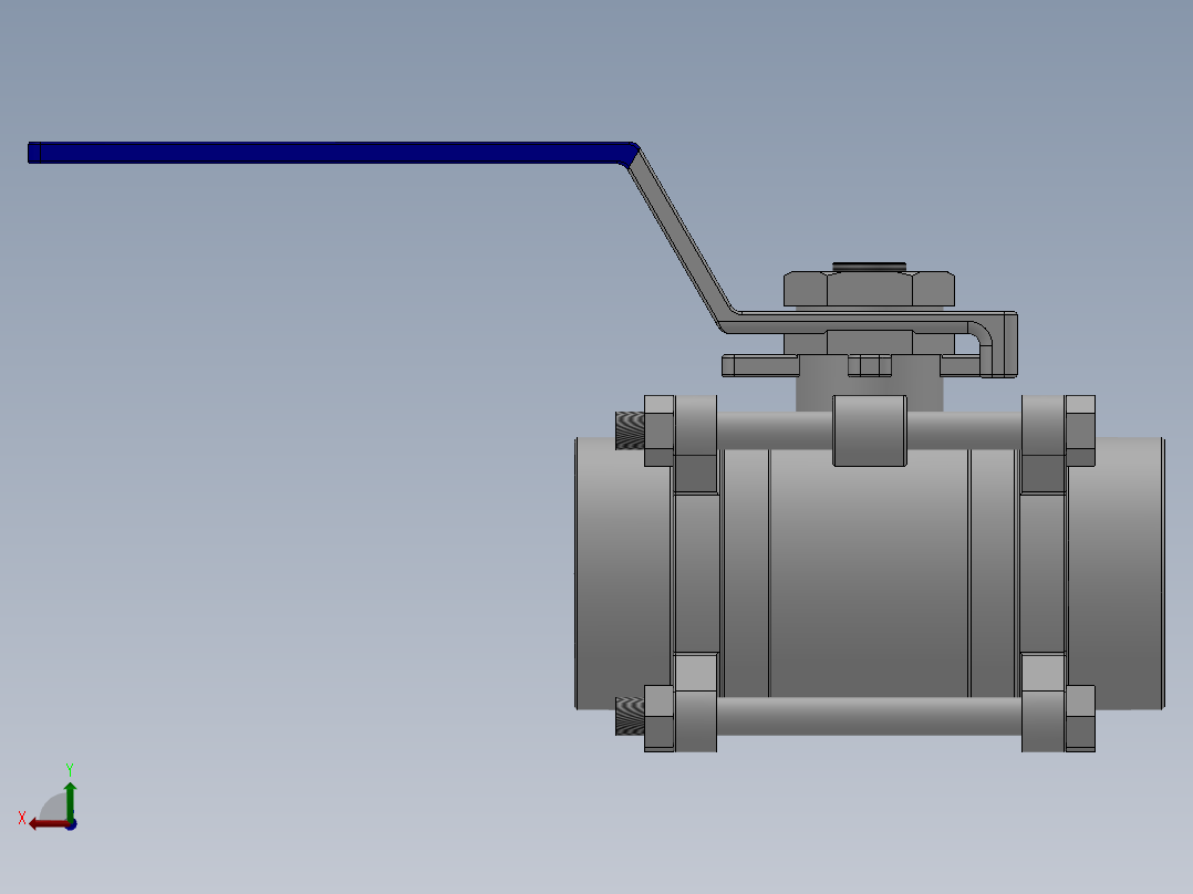 三片式内螺纹球阀-316 DN15-DN80后视图