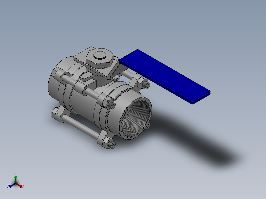 三片式内螺纹球阀-316 DN15-DN80正等轴测图