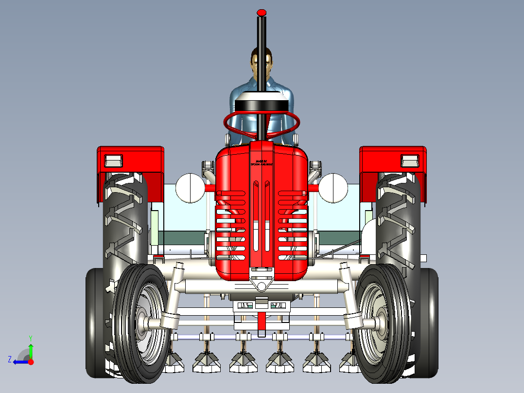 花生播种机三维模型右视图