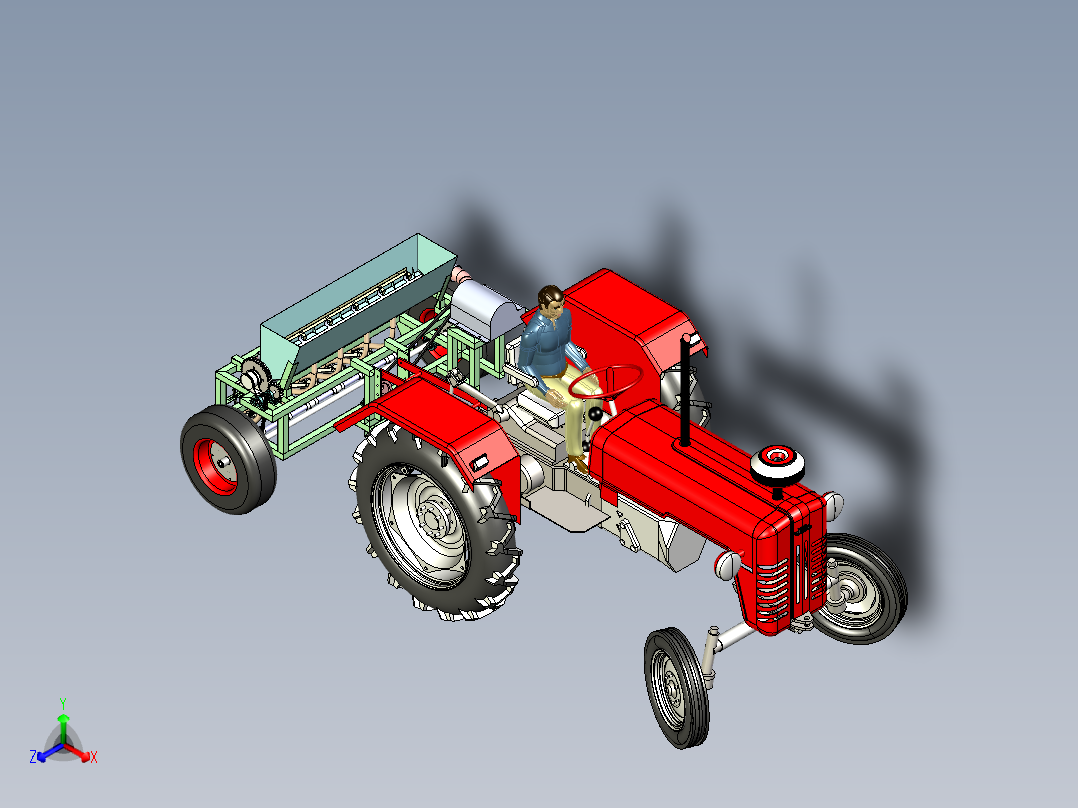 花生播种机三维模型正等轴测图