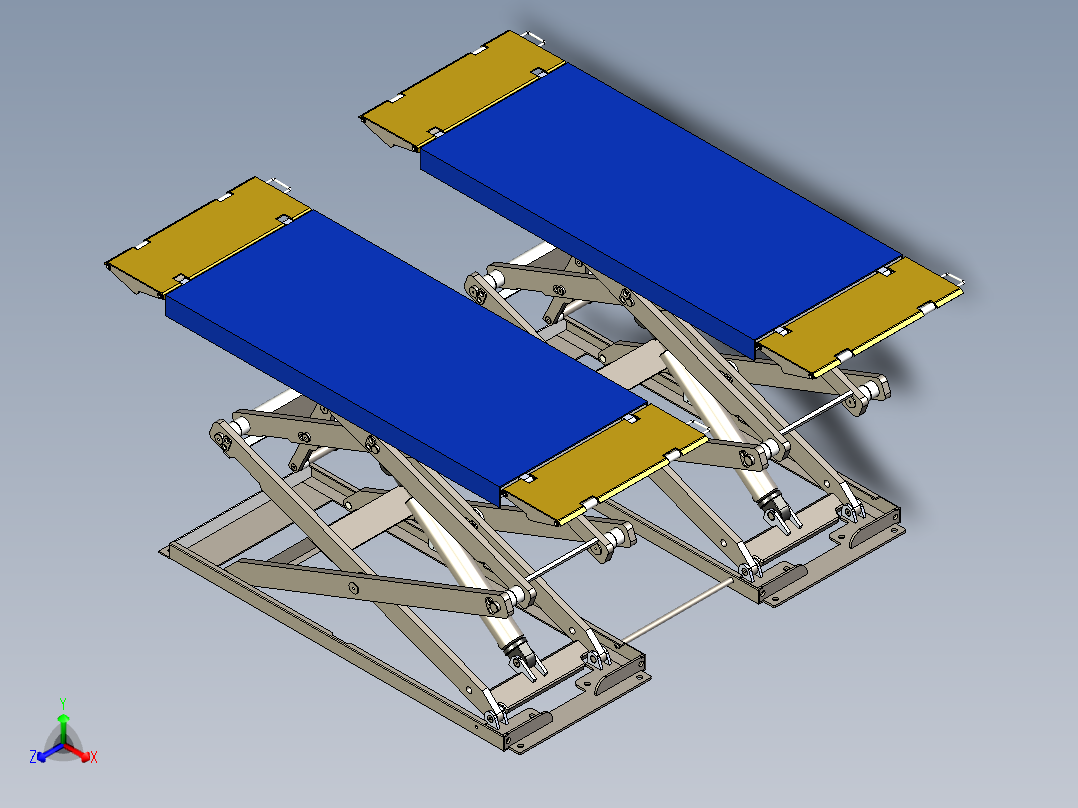 剪式汽车举升机模型设计后视图