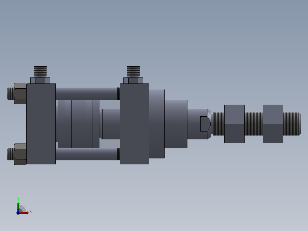 横拉杆液压缸（带底座）80x40x27 mm前视图