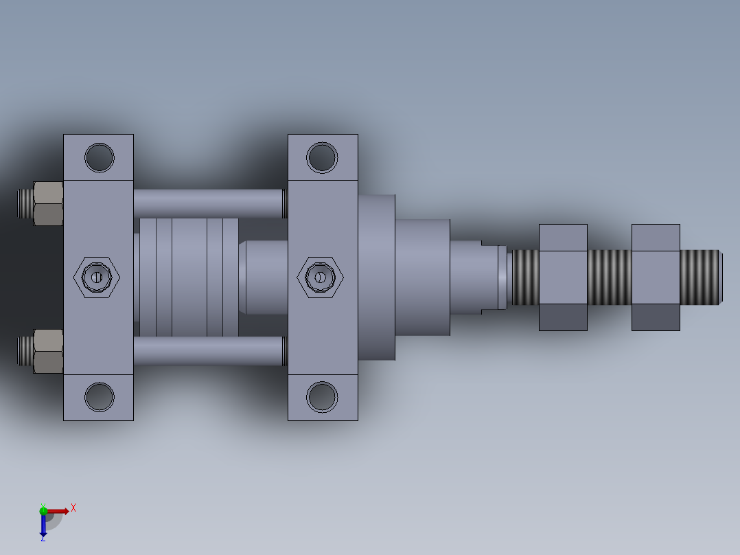 横拉杆液压缸（带底座）80x40x27 mm俯视图