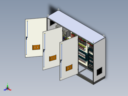 三柜组装双电源630A正装plc接触器控制柜 55314