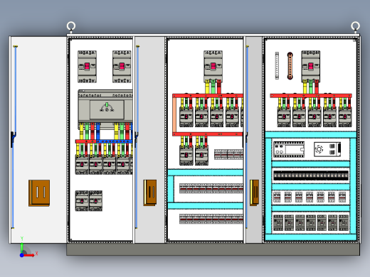三柜组装双电源630A正装plc接触器控制柜 55314前视缩略图