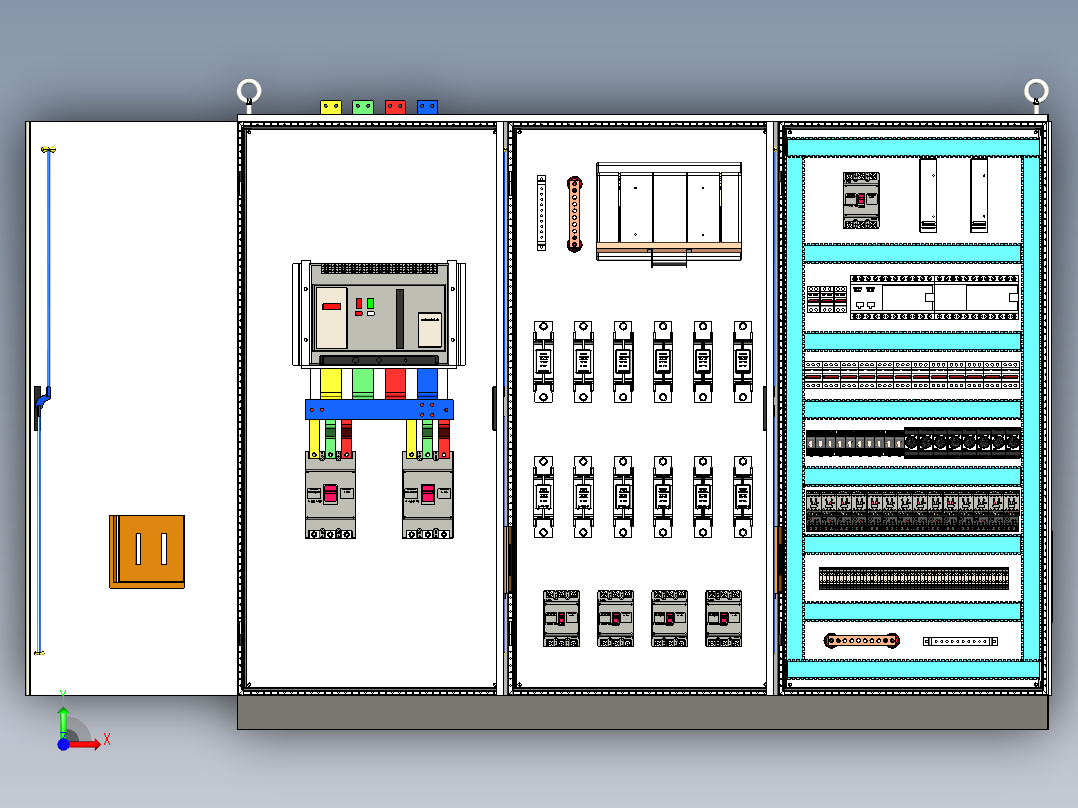三柜组装万能断路器plc控制柜 55239前视图