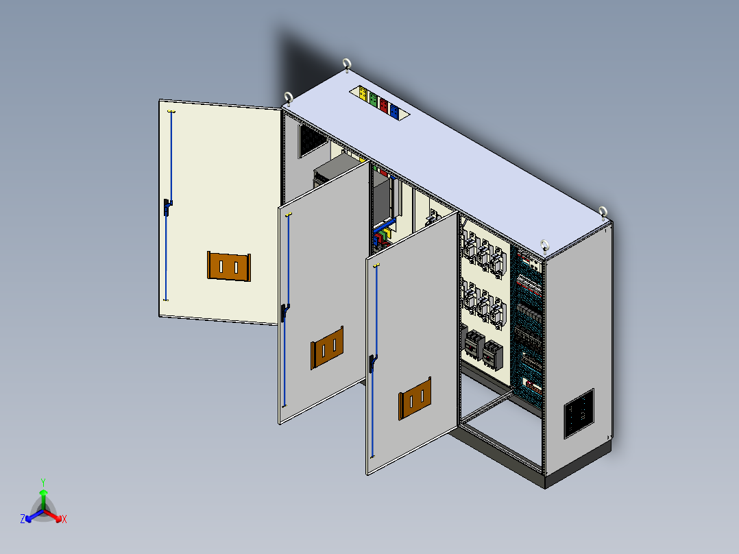 三柜组装万能断路器plc控制柜 55239正等轴测图