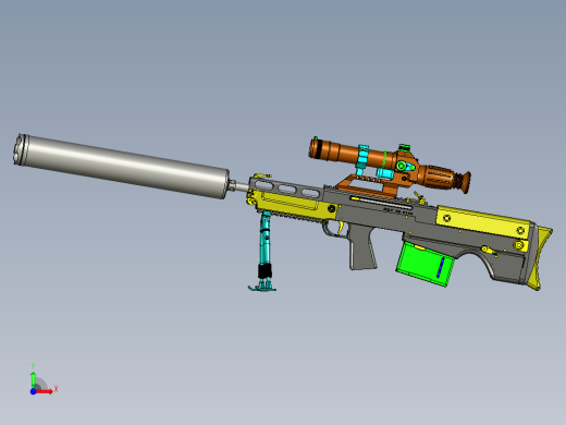 手枪左轮冲锋枪老式狙击步枪设计3D图纸vks-12-7-sniper-rifle STP IGS STL前视缩略图