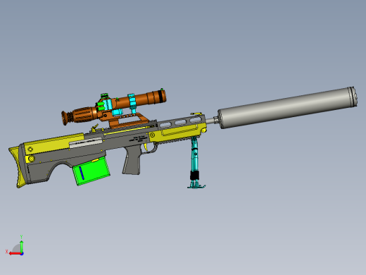 手枪左轮冲锋枪老式狙击步枪设计3D图纸vks-12-7-sniper-rifle STP IGS STL后视缩略图