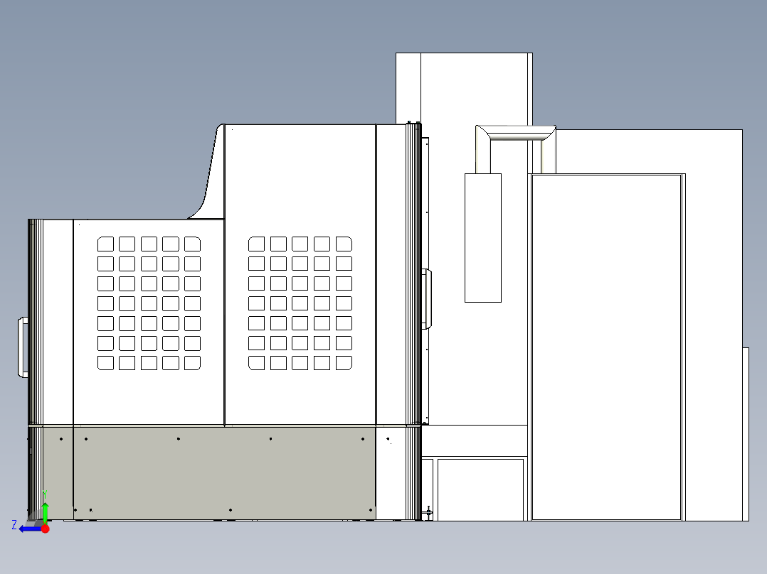 CNC BORVERK 带保护（盖）墙右视图