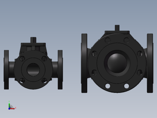 2款S-xxB-X三通分流球阀模型
