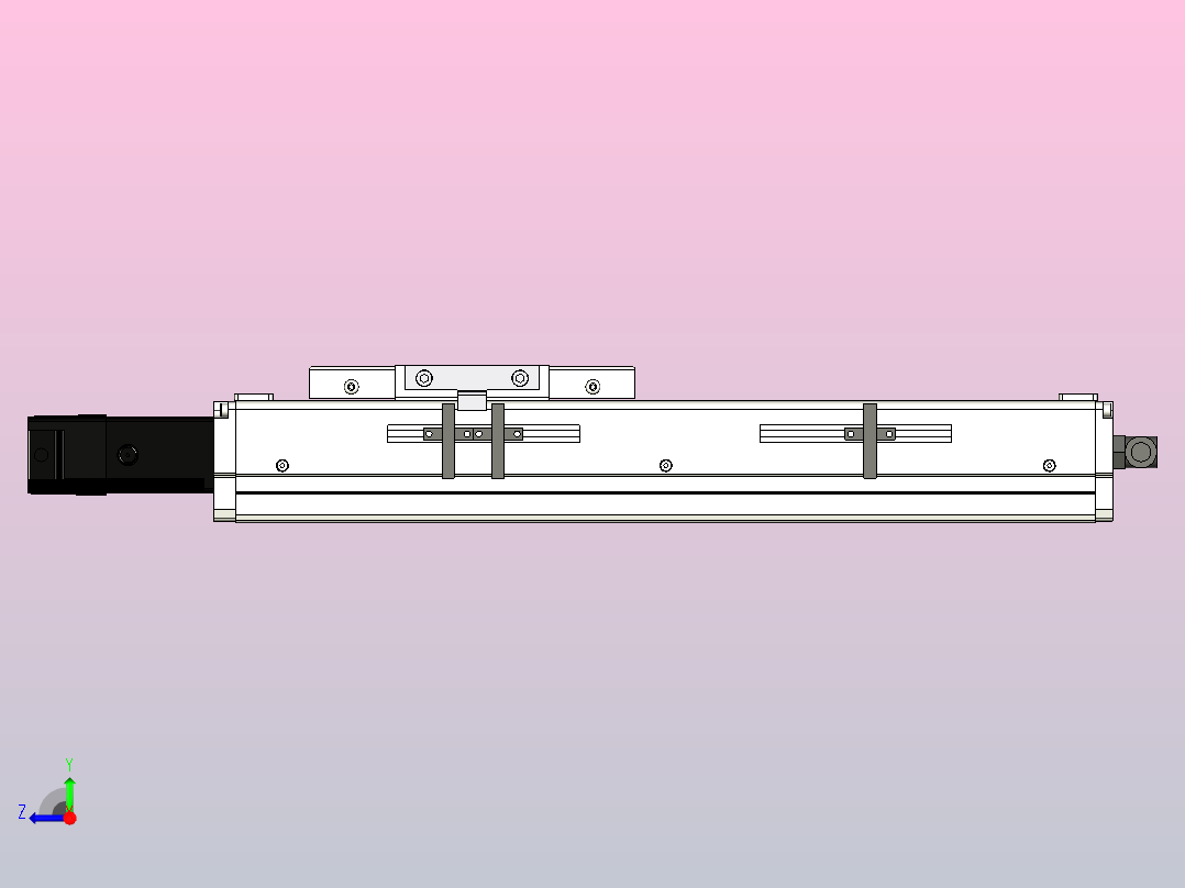 SCS12-200-BC-100W滚珠花健、支撑座、滚珠丝杠、交叉导轨、直线模组右视图