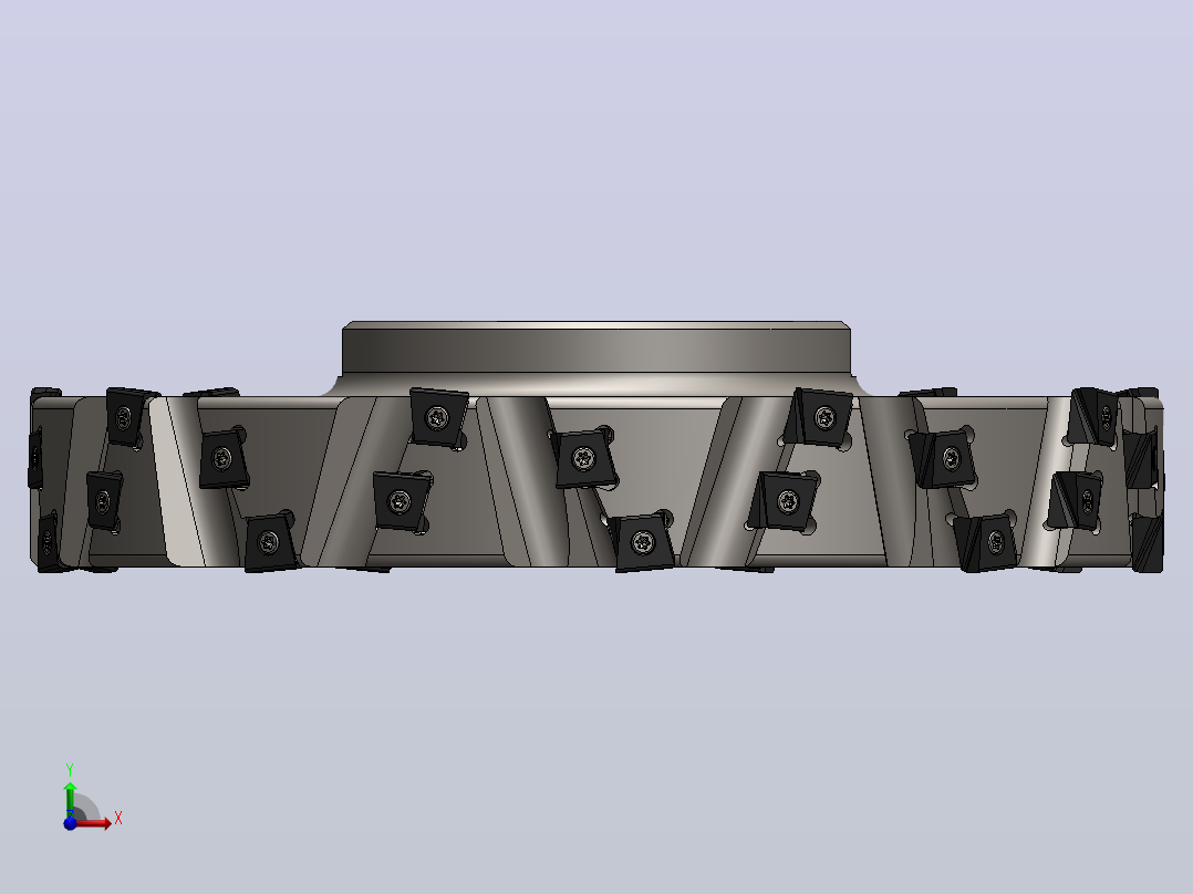 带XNHQ 140708刀片的特殊端面加工刀头3D图纸 Solidworks设计前视图