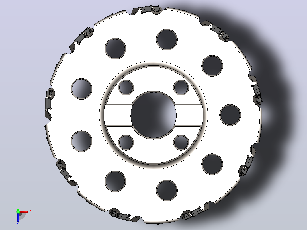 带XNHQ 140708刀片的特殊端面加工刀头3D图纸 Solidworks设计俯视图