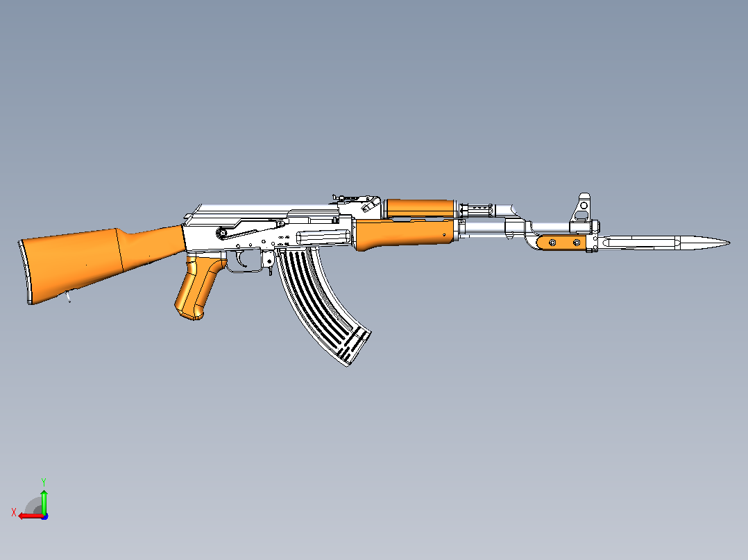 AK-47建模模型后视图