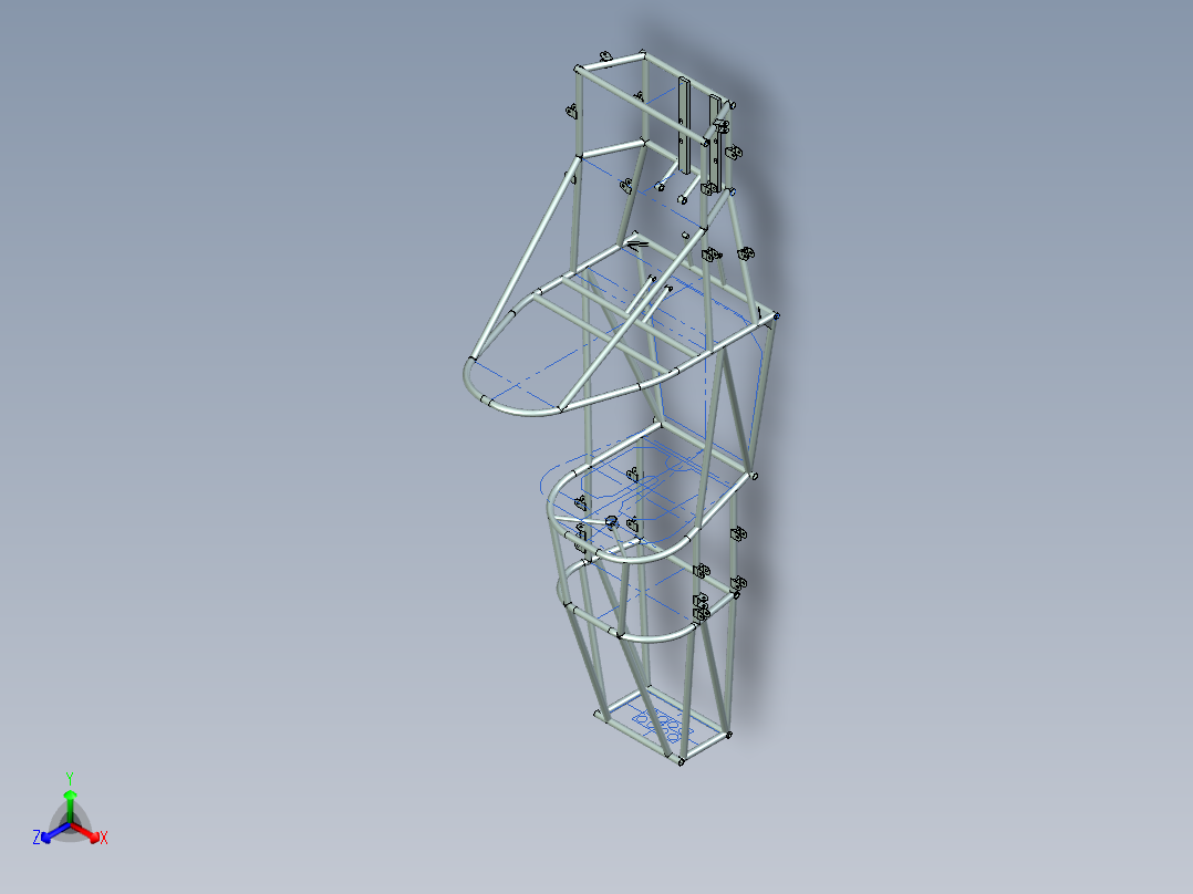 大学生方程式赛车设计（整体车架设计、标准安全系统及座椅附件设计）正等轴测图