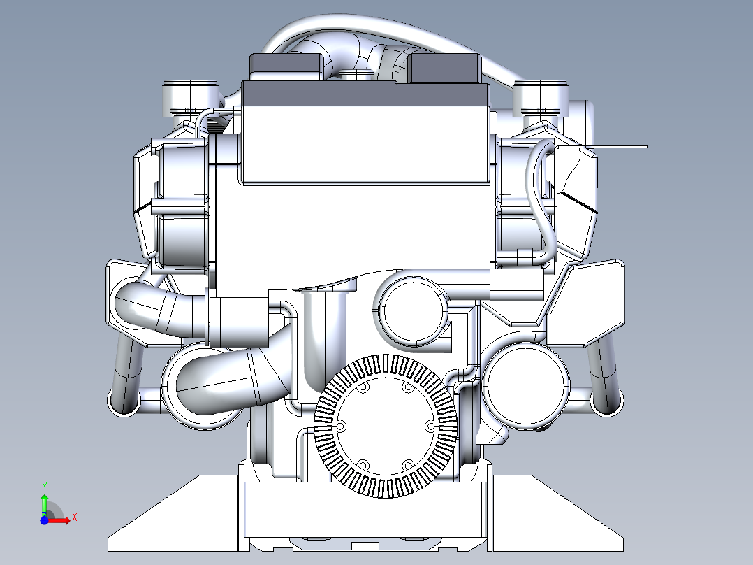 康明斯VT908发动机3D模型前视图