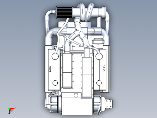 康明斯VT908发动机3D模型俯视缩略图