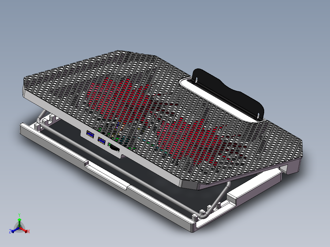 笔记本电脑冷却支架底座正等轴测图