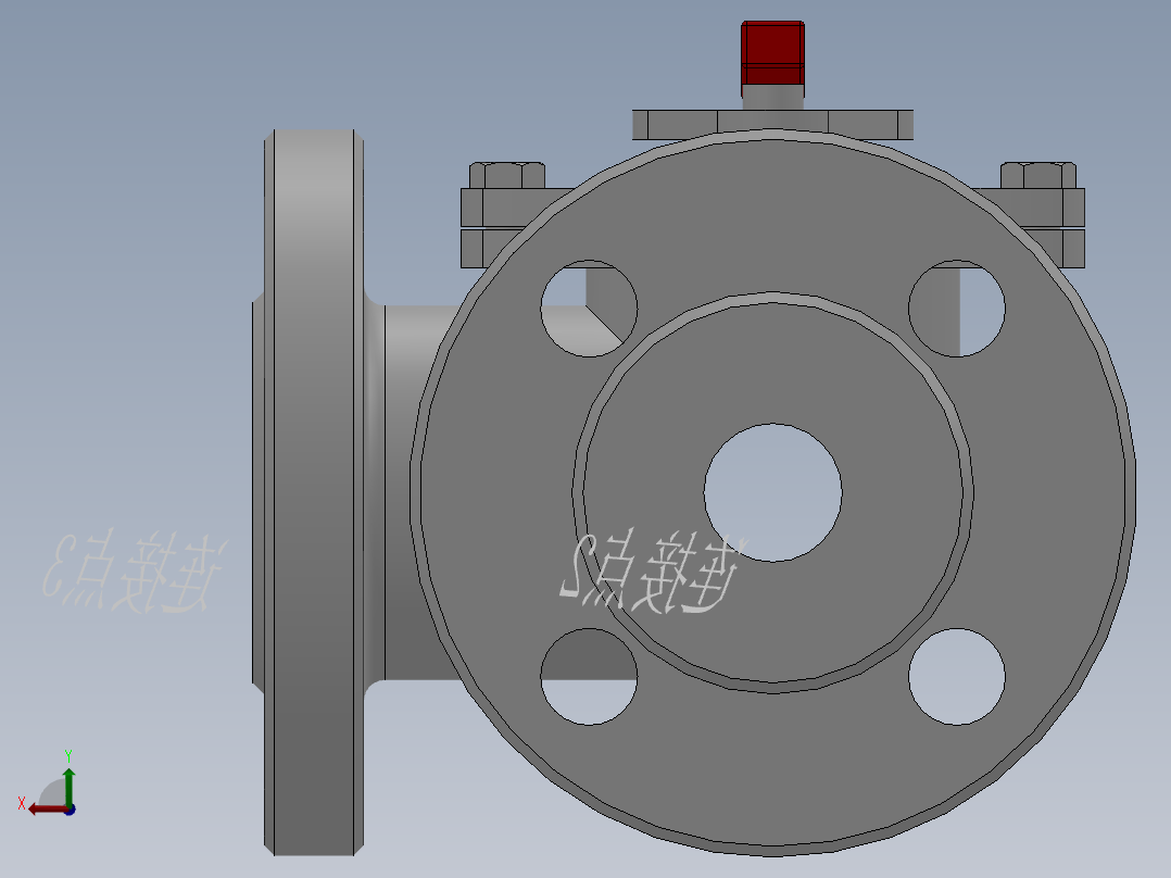 法兰三通球阀-316 DN15-DN200后视图