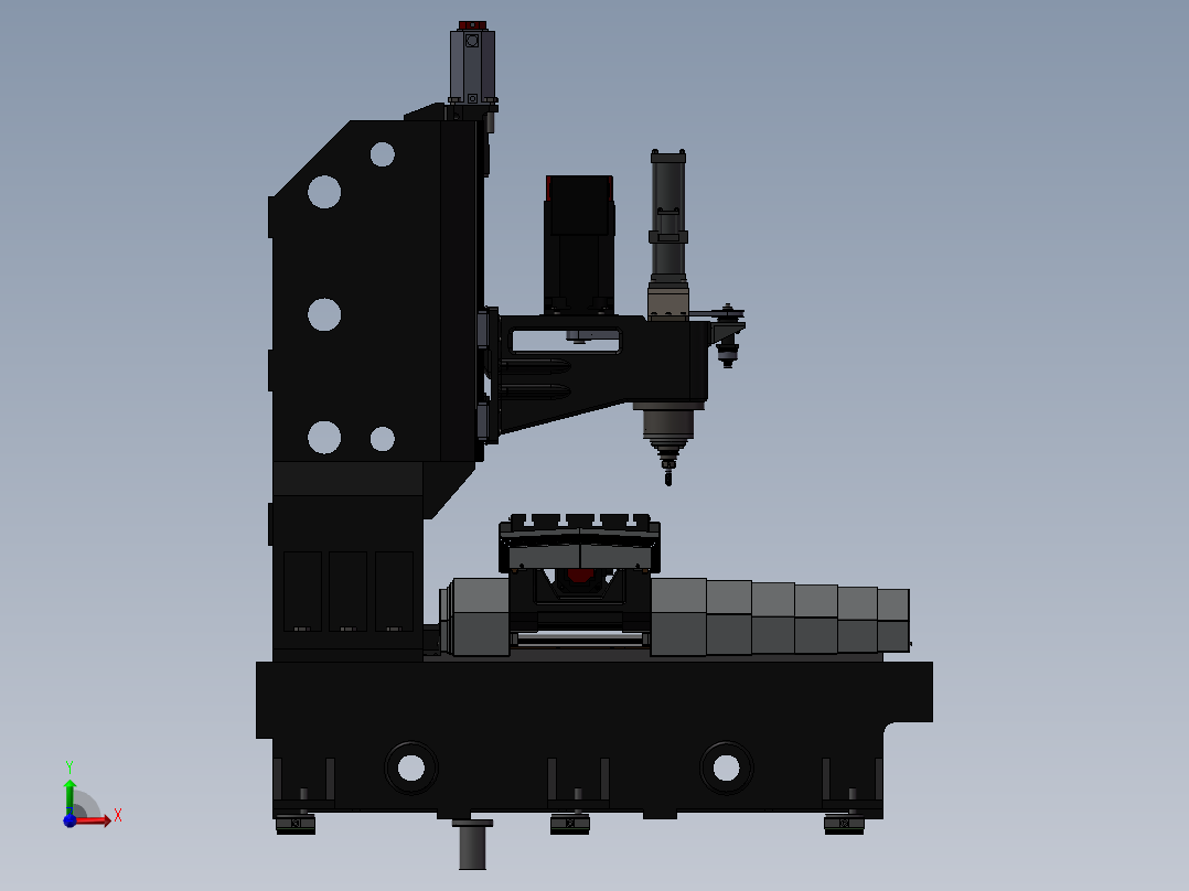 CNC数控主机3d图纸 BT40主轴机床3d图纸 三轴数控加工中心3d模型前视图