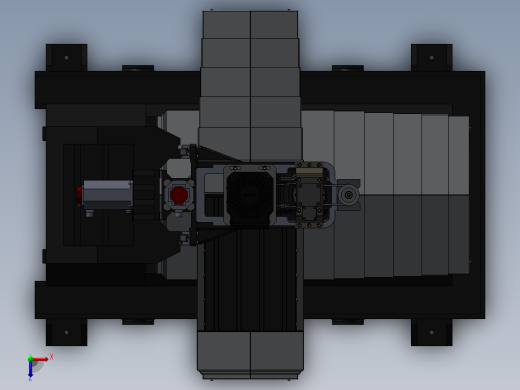 CNC数控主机3d图纸 BT40主轴机床3d图纸 三轴数控加工中心3d模型俯视缩略图