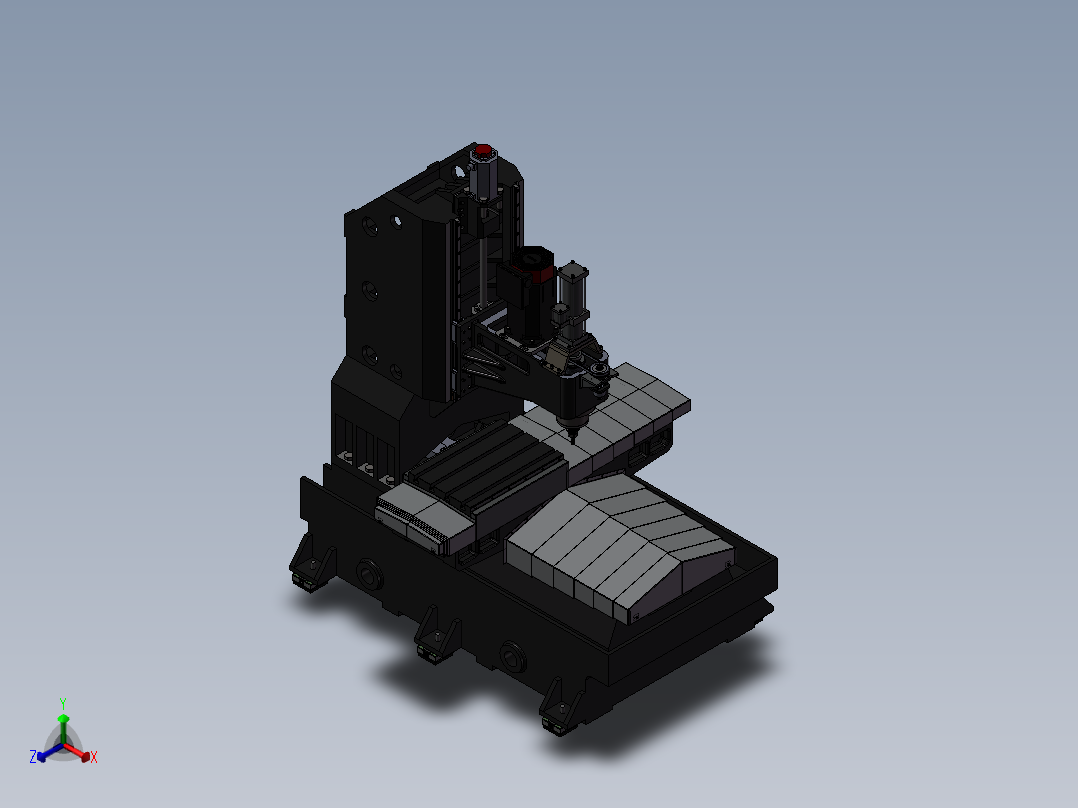 CNC数控主机3d图纸 BT40主轴机床3d图纸 三轴数控加工中心3d模型正等轴测图