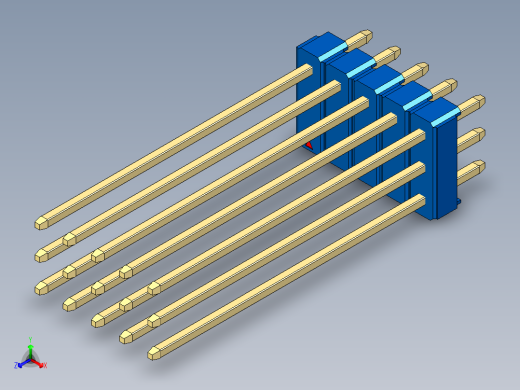 彩色公头100mil（2.54mm）系列-DS1021_blue_3x05p_100mil_Type43_rev1.0正等轴测缩略图