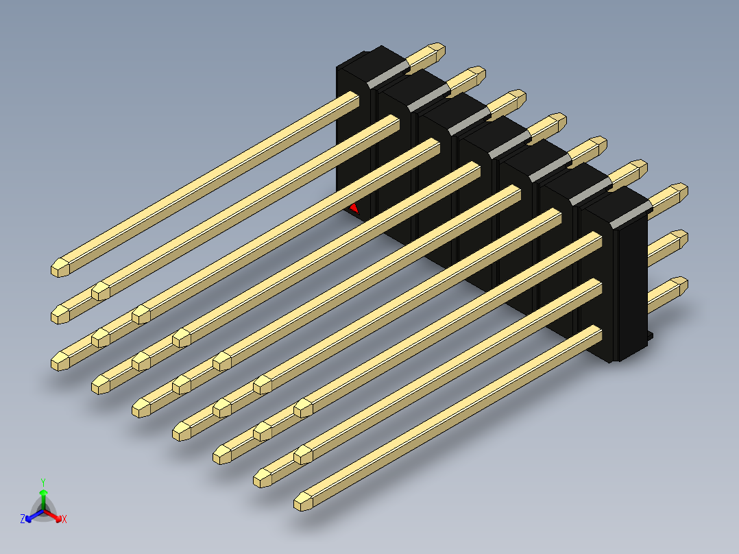 彩色公头100mil（2.54mm）系列-DS1021_black_3x07p_100mil_Type19_rev1.0主视图