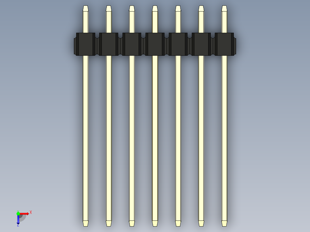 彩色公头100mil（2.54mm）系列-DS1021_black_3x07p_100mil_Type19_rev1.0俯视图