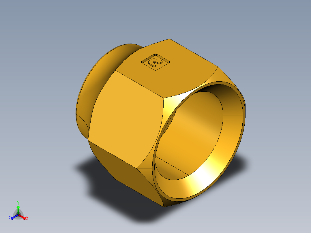 扩口式工业通用硬管接头Short Forged Nut 14FSX-8正等轴测图