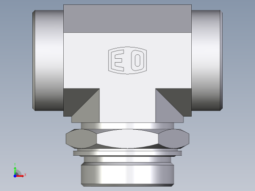 卡套式工业通用硬管接头EO_Adjustable_locknut_branch_tee_TEE42LMOMDCF前视缩略图