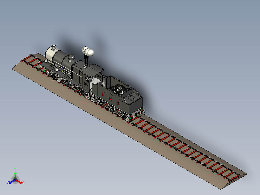 蒸汽机车正等轴测图