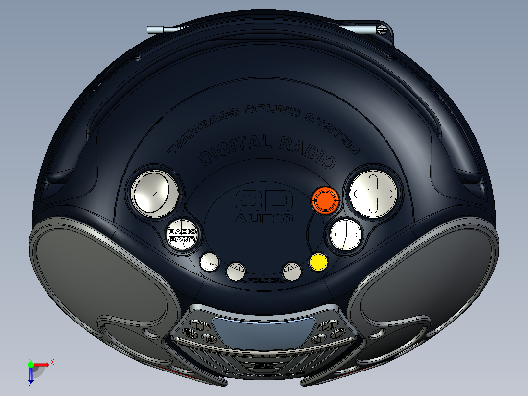 1120立体声扬声器PROE设计俯视图