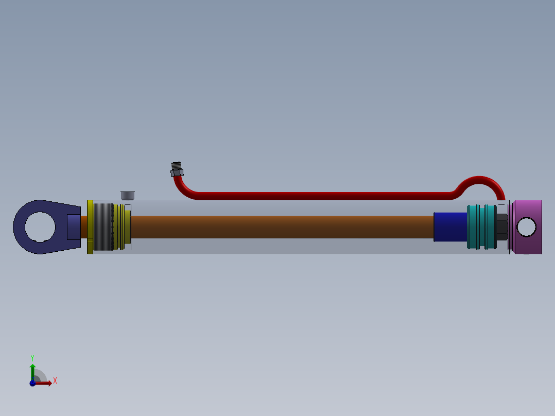 A0002564-焊接型液压缸（带特殊后，前安装孔）100x50x675 毫米前视图