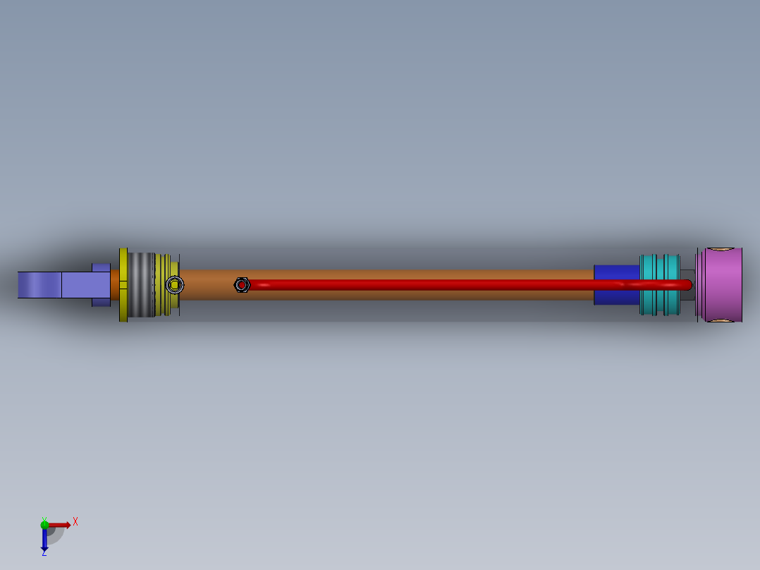 A0002564-焊接型液压缸（带特殊后，前安装孔）100x50x675 毫米俯视图