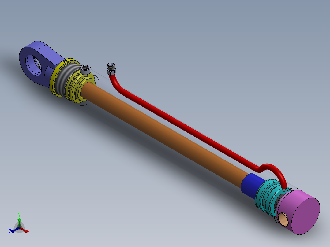 A0002564-焊接型液压缸（带特殊后，前安装孔）100x50x675 毫米正等轴测图