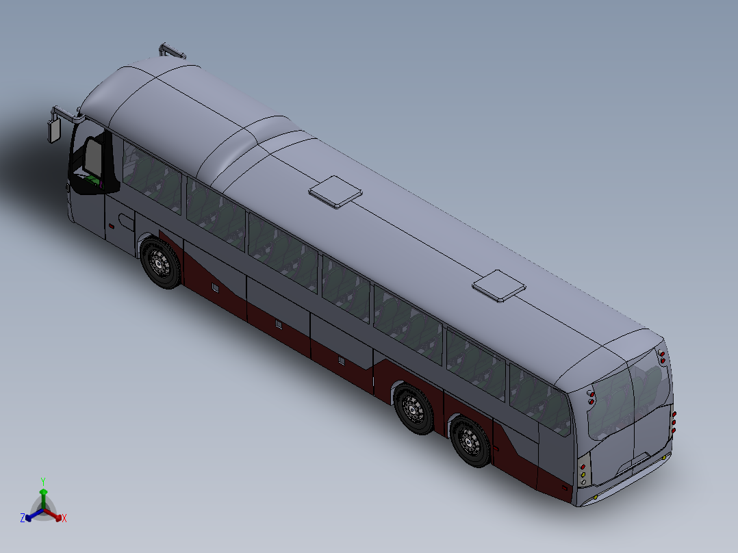 客车、公交车、尼奥普兰巴士正等轴测图