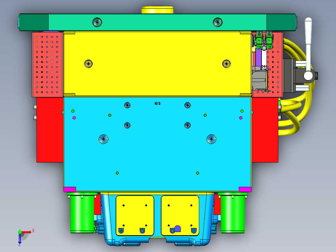 蔚来汽车A柱1+1塑胶模具俯视图