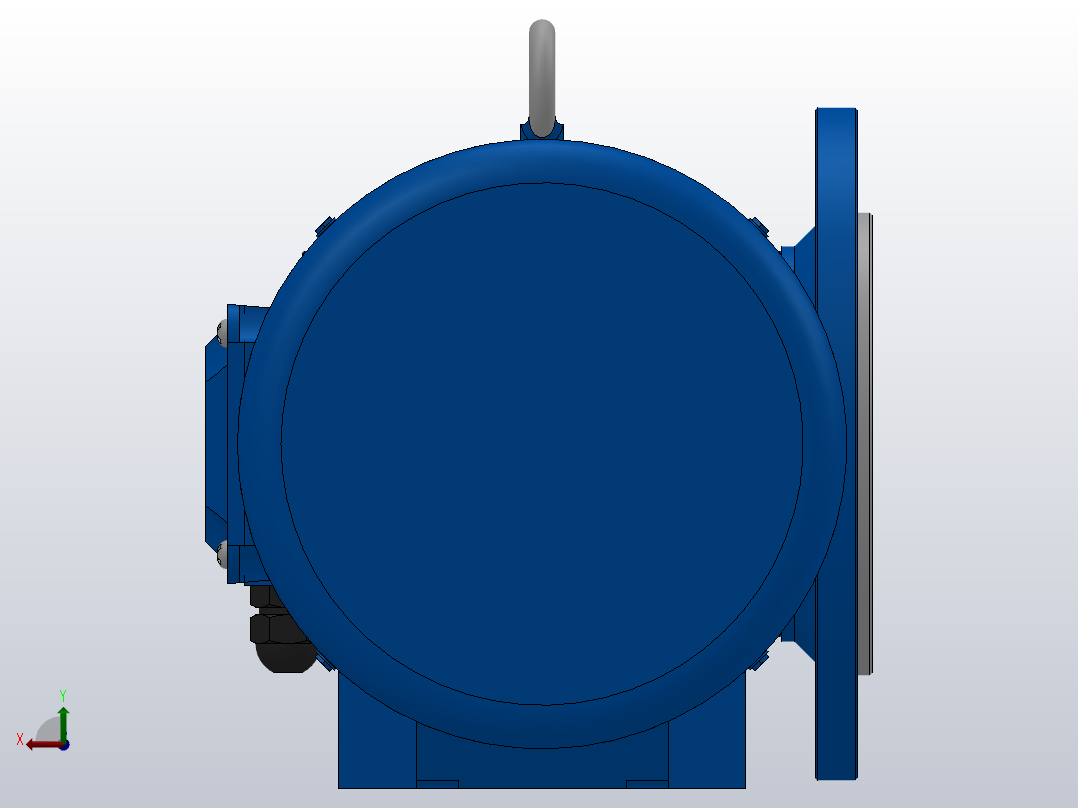 SAF37法兰空心轴安装斜齿-蜗轮蜗杆减速机SAF37-Y0.37-4P-15.45-M1-0°-B后视图